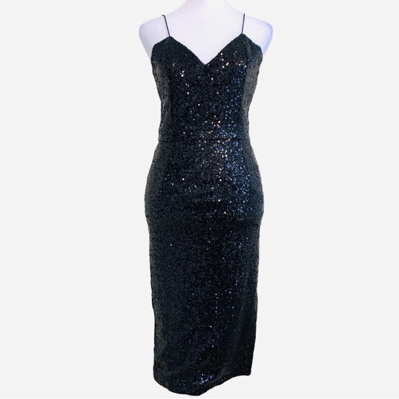 Rehab | Nearly Naked Backless Sequin Midi Dress Black Size S - Picture 3 of 16